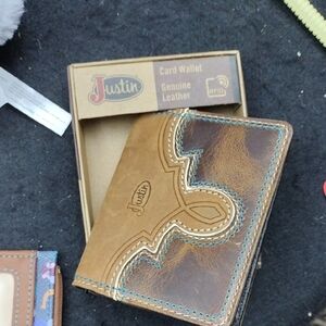 Justin Boots Brown Leather Card Wallet